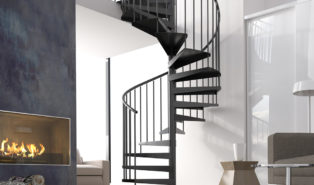 Винтовая металлическая лестница, черная ЛМВ19