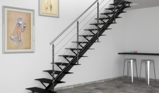 Прямая лестница из металла, черная ЛМП30